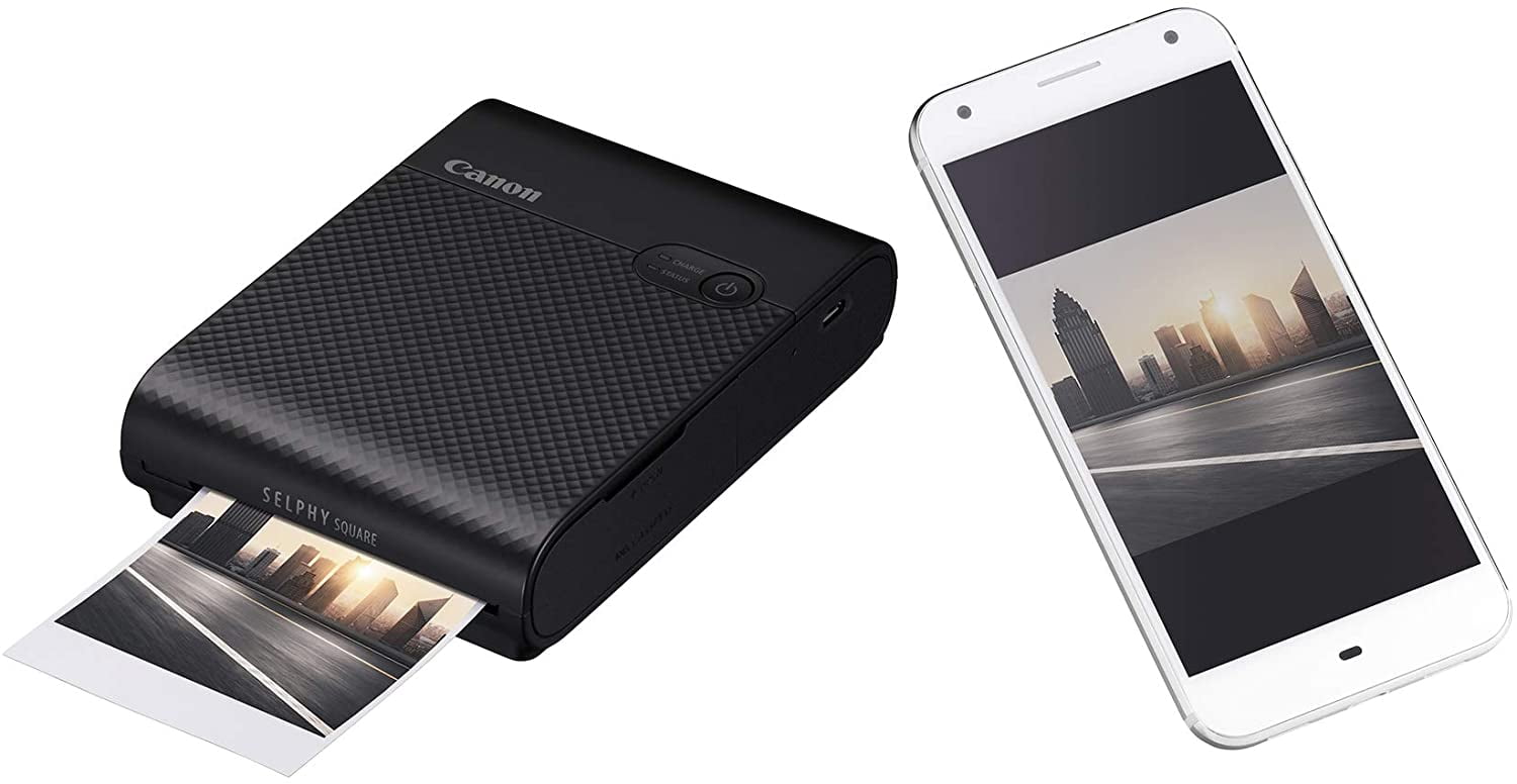 Canon SELPHY Square QX10 Portable Photo Printer Wi-Fi Connectivity USB Charging Dye Sublimation Printing Square Photo Paper SELPHY Photo Layout App INTL Model BlackInternational Model