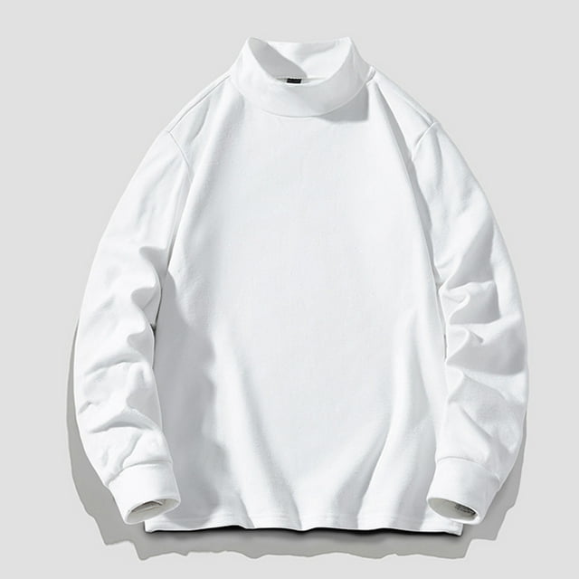 pstuiky Camisas de manga larga abrigadas para hombre, Camisa informal de manga larga con cuello alto y color liso para hombre, blusas de manga larga con cuello redondo, camisetas y tops xxl