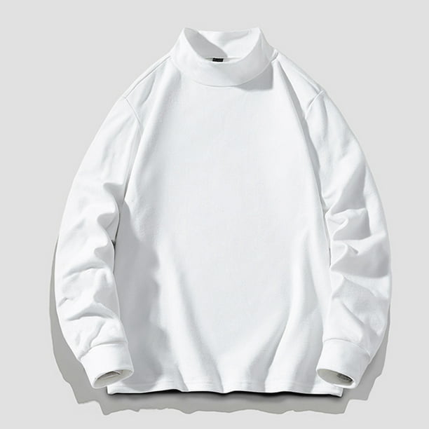 pstuiky camisas de manga larga para hombre, Camisa informal de manga larga con cuello alto y color liso para hombre, blusas de manga larga con cuello redondo, camisetas y tops top de hombre xxxxl