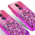 thumbnail image 4 of Liquid Glitter Phone Case for Cricket Icon 3 Case, At&t Motivate 2 Case, Cricket Splendor Case Cover w/Tempered Glass Screen Protector - Hot Pink/Purple, 4 of 5