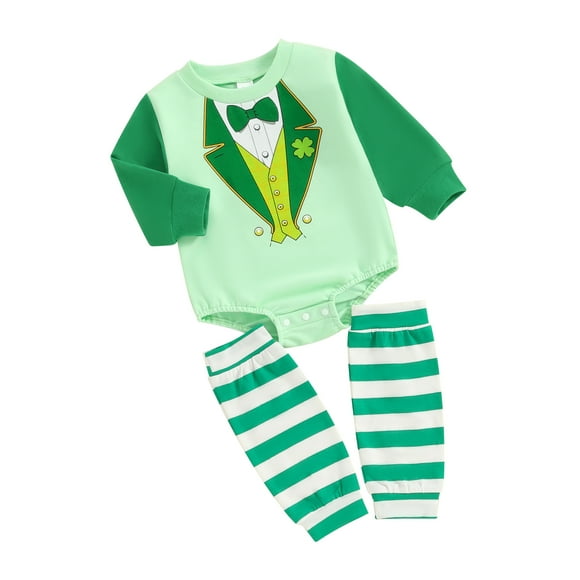 Sylvamorning Barboteuse pour Bébés Filles Nouveau-Nés Vacances en Irlande 3M 6M 12M 18M Manches Longues Col Cravate/imprimé Cartoon Character Combinaison Mignonne avec Jambières