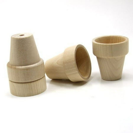 - Craft Flower Pot -1 inch tall and 1 inch wide at opening - 12 Pack - Unfinished Wood Flower Pot- By Woodpeckers Crafts