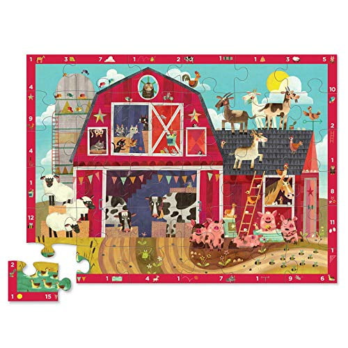 Large 20 x 27 Completed Size Barnyard 123-36 Piece Jigsaw Floor Puzzle with Heavy-Duty Box for Storage Designed for Kids Ages 3 Years and up Crocodile Creek