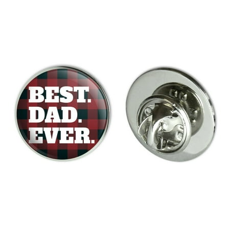 Best Dad Ever Red Black Plaid Metal 0.75