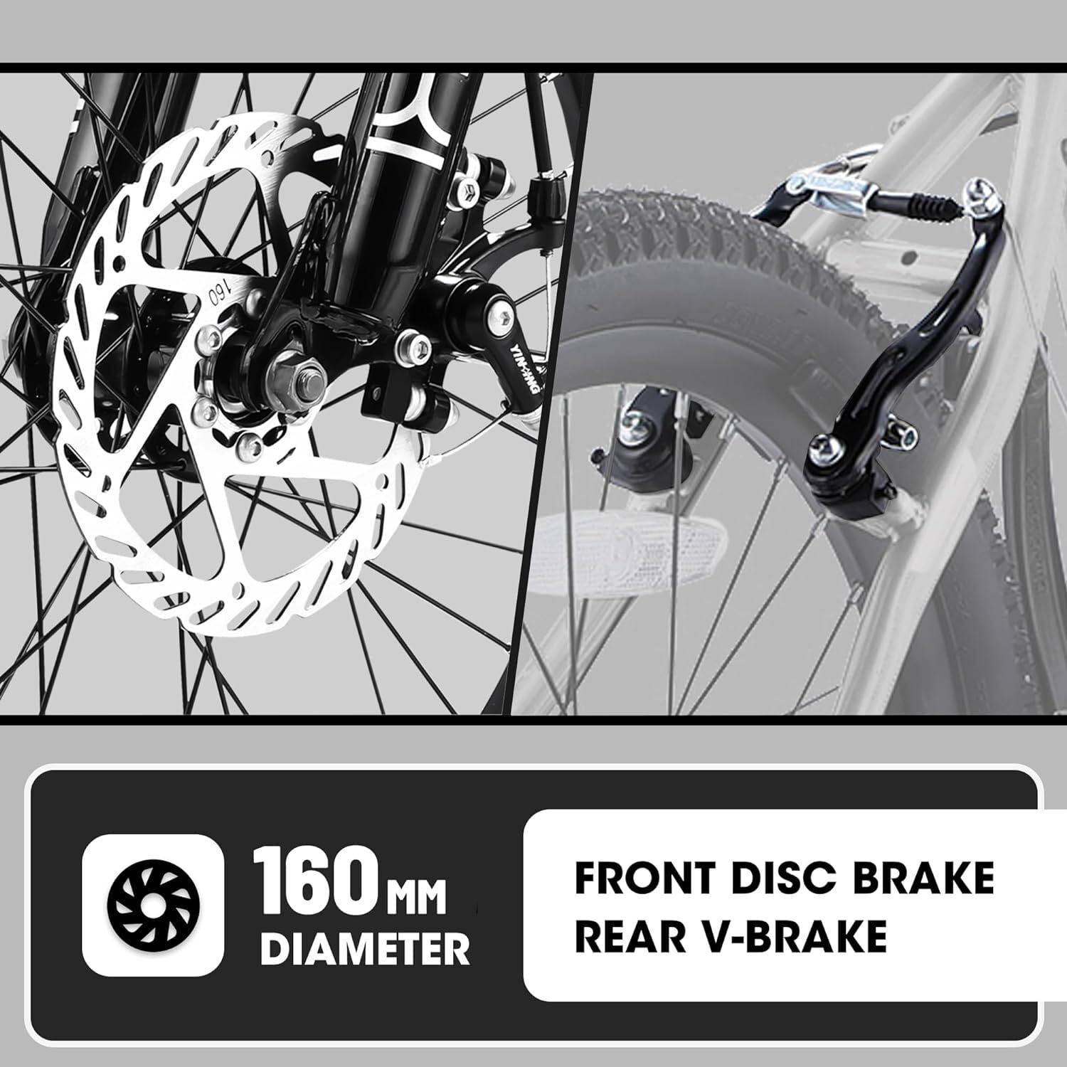 20 Inch Mountain Bike, 7 Speed ​​Steel Frame Suspension Fork Adventure Bicycle, Dual Brakes - White