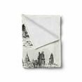 thumbnail image 2 of Travel Soft Flannel Fleece Blanket, Silhouettes of Different Popular Cities in World Paris Sidney Berlin London Print, Cozy Plush for Indoor and Outdoor Use, 70" x 90", Cream Black, by Ambesonne, 2 of 6