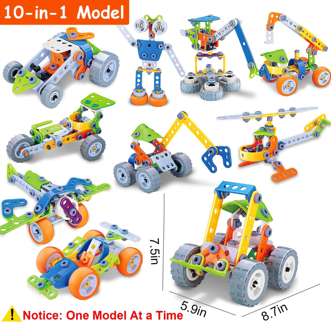RORONOVA 10 in 1 STEM Toys for 5 6 7 8+ Year Old Boy Birthday Gifts Building Toys for Kids Ages 4-8 Educational Stem Activities for Boys 4-6 8-10 Construction Creative Games Christmas Idea Gift
