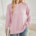 thumbnail image 4 of hotojiny Long Sleeve Sweatshirts for Women Fall Crew Neck Ribbed Knit Pullover Tops Side Slit Casual Loose Tunic Tops, 4 of 7