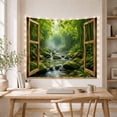 thumbnail image 5 of Scenic Looking Through with Open Wooden Window Hinged, Mystical Fantasy for Space Lovers, Galaxy Room Decor, Housewarming Gift, Tapestry Wall Hanging for Bedroom and Dorm, 5 of 7