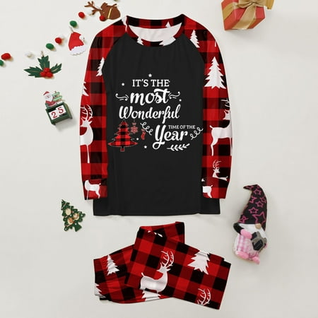 

Christmas Gifts Matching Family Pajamas Sets Christmas Pj S With Short Sleeve Black Tee And Print Pants Loungewear Polyester Spandex Black M