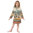 thumbnail image 6 of FORMRS Niños Bathrobe Unisex Hooded Robe Soft Plush Pajamas Sleepwear, Size 2-3T, Abstract Wavy Landscape, 6 of 7