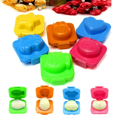 Sushi Rice Mold - Cute 6 Pcs Boiled Egg Sushi Rice Mold Mould Rice Chocolate Cake Bento Maker Star/Heart/Fish/Car/Bear/Rabbit Pattern Sandwich Maker Kitchen Supplies for Picnics,Lunches,Parties