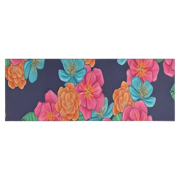 Pioneer Flower Floral Print Pattern Kitchen Rug Mat,Kitchen Runner Rugs Non Skid Washable,Decorative Kitchen Floor Mats for Kitchen,Sink,Laundry,17"X47"