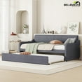 thumbnail image 3 of Bellemave Twin Size Upholstery Daybed with Adjustable Trundle and USB Charging Design,Wooden Twin Daybed Sofa Bed with Pop Up Trundle, Can be Flat or Erected(Gray), 3 of 12