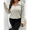 thumbnail image 2 of Womens Plus Size Knit V Neck Sweaters Long Sleeve Tunic Tops Shirts Casual Sweatshirt Trendy, 2 of 5