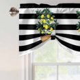 thumbnail image 4 of Tie Up Valance Curtain for Kitchen, Spring Summer Lemons Leaves Basin Rod Pocket Short Curtains Adjustable Tie-Up Shade Valances, Black White Stripes Window Treatment for Bathroom Living Room Bedroom, 4 of 9