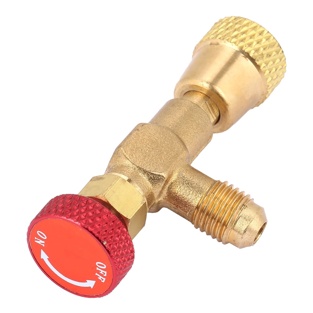 Qiilu 1/4''5/16'' Brass Flow Control Valve for Refrigerant Charging