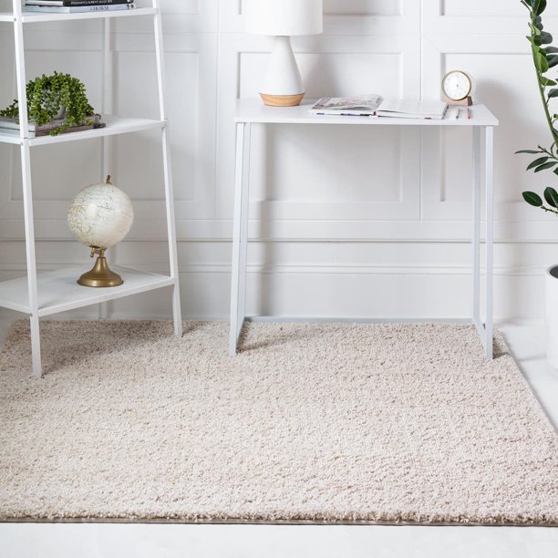 Soft Solid Shag Collection Runner Rug 8 Ft Square Beige Shag