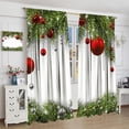 thumbnail image 4 of Merry Christmas Curtains Balls with Pine Fir Tree Holiday Season Classic Art Printed Living Room Bedroom Window Drapes Treatment Fabric 2Panels 42 (W) x 63(L) Inch Blackout, 4 of 7