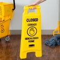 thumbnail image 5 of Letrero de Piso Plegable Rubbermaid Multilingüe "Closed", 25", ANSI/OSHA, Amarillo, 5 of 5