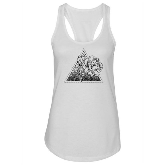 Peony Flower Geometric Tattoo. Tank Women -Image by Shutterstock, Female Large