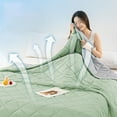 thumbnail image 4 of Qocolhg Solid Color Conditioning Quilt, Lightweight Summer Comforter Cooling Blanket for All Season Use, Machine Washable, Bedding Soft Coverlet Cooling Quilts for Hot Sleepers, 39x59 inch, Green, 4 of 6