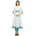 thumbnail image 1 of Bimba Kurta Longue Évasée en Coton pour Femmes, Robe Kurti Anarkali avec Pompon, 1 of 2