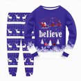 thumbnail image 2 of NOLDARESToddler Boys Girls Christmas Printed Pajamas Kids 2 Piece Train Kids Pjs Sleepwear Clothes Set X111-Blue, 2 of 5