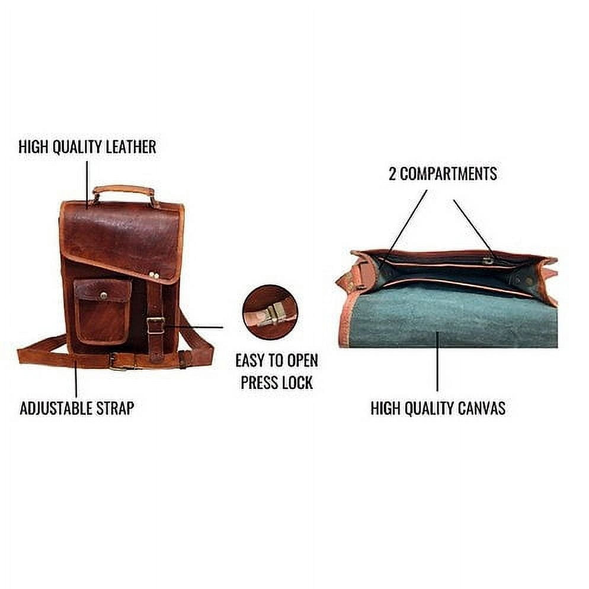Jaald 11" Leather Satchel Brown Messenger Bag Office Briefcase for Men Women Cross Body Shoulder Side Purse Travel Work iPad Bag Birthday Gift