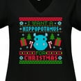 thumbnail image 4 of Inktastic I Want a Hippopotamus for Christmas Pixelated Ugly Sweater Women's Plus Size V-Neck T-Shirt, 4 of 5
