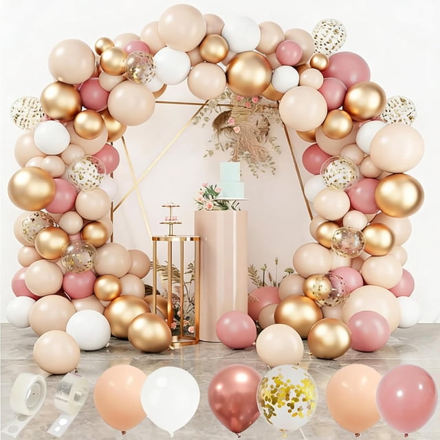 Juego de Globos para Decoraciones de Fiesta, Kit de Guirnalda de Globos de Oro Rosa Metálicos de Confeti