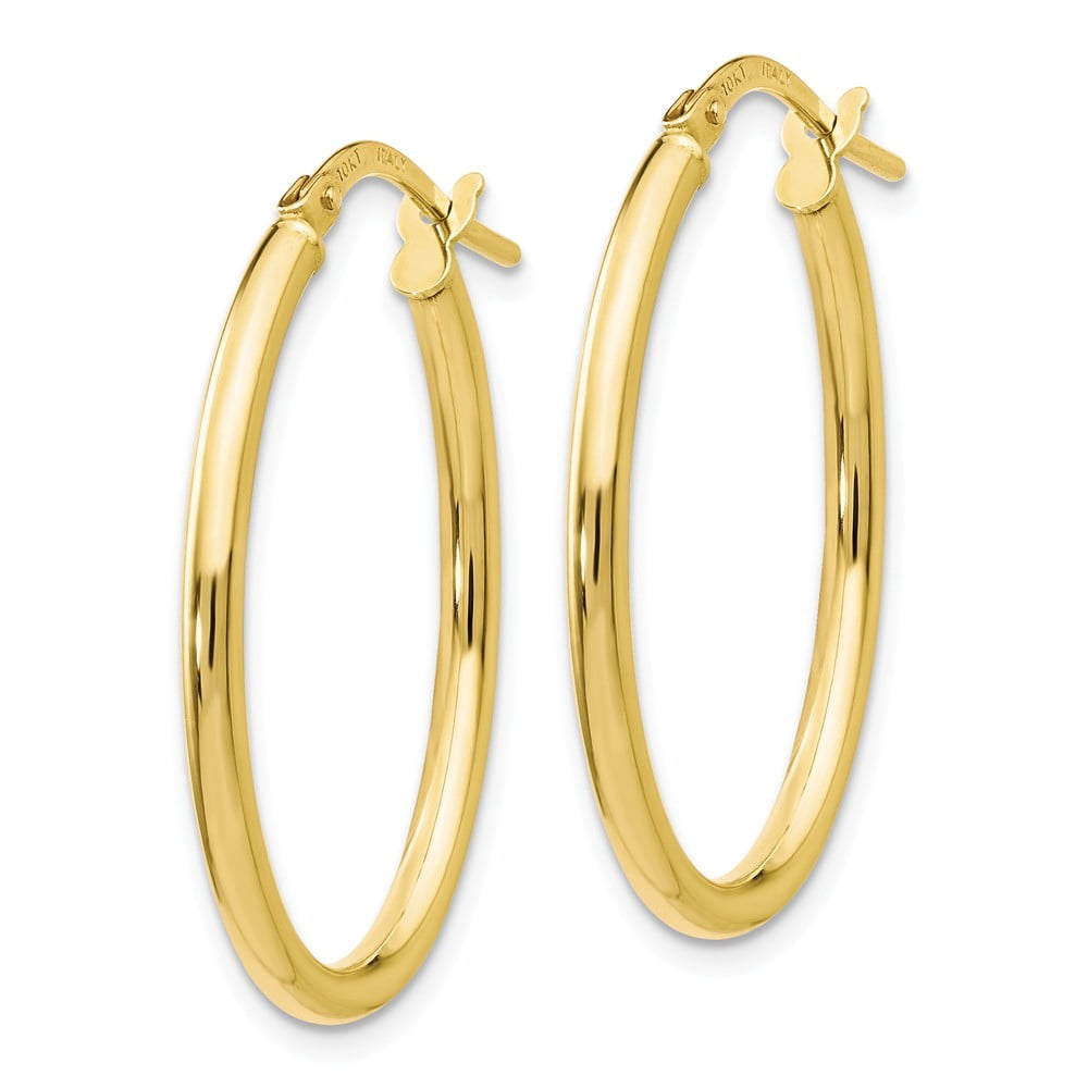 Leslie's Real 10kt Yellow Gold Polished Oval Hinged Hoop Earrings; for Adults and Teens; for Women and Men