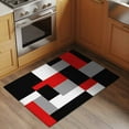 thumbnail image 3 of Red Black Grey Geometric 2'x3' Washable Rug, Modern Abstract Art Luxury Non-Slip Soft Doormat Area Rugs for Entrance Bathroom Bedsides, Carpet for Kitchen Bedroom, Entryway Floor Mat, 3 of 9
