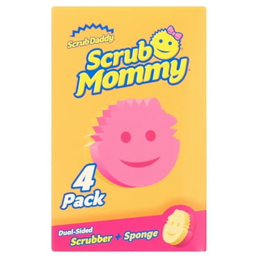 Scrub Daddy’s Scrub Mommy - Non-Scratch Dish Scrubber Cleaning Sponge for The Kitchen, Bathroom, and More Multi-Surface Safe, Pink, 4 Count