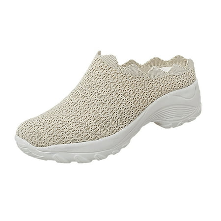 

NECHOLOGY Cross Training Sneakers for Women Shoes Women s Sport On Slip Toe Wedge Summer Round Lime Sneakers Women Beige 10