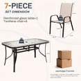 thumbnail image 3 of Pirecart 7pcs Patio Dining Set, Outdoor Dining Table with Umbrella Hole & 6 Stackable Textilene Fabric Dining Chairs, All Weather Patio Furniture Set, Beige, 3 of 9