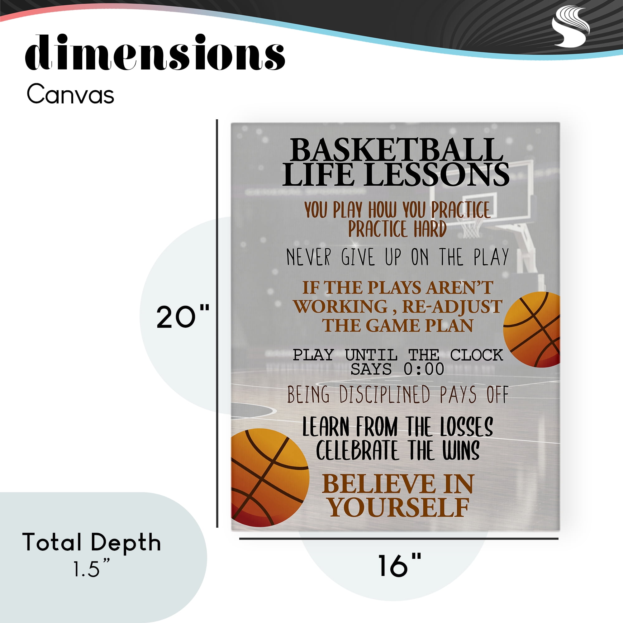 Basketball Life Lessons Canvas Wall Art, design by Kim Allen