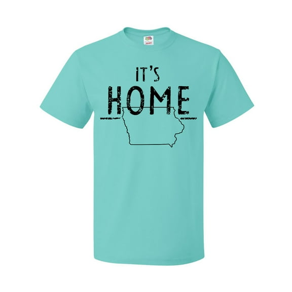 Inktastic It's Home State of Iowa Outline Distressed Text T-Shirt