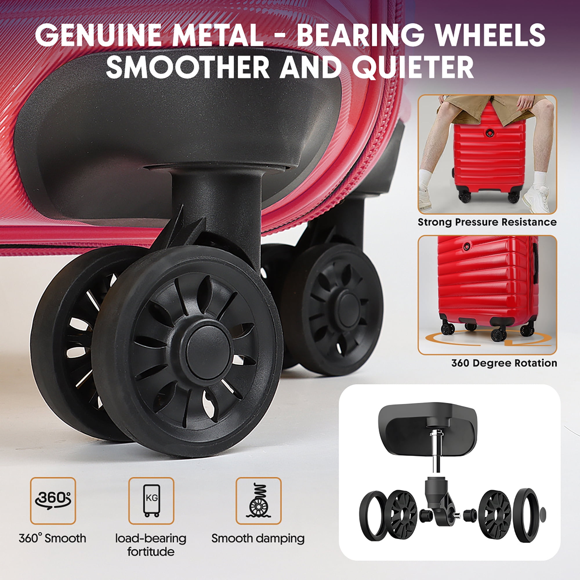 20 Inch Carry on Luggage for Airplane Lightweight Expandable Hardshell Suitcsae with Spinner Wheels and TSA Lock, Red, LA13601