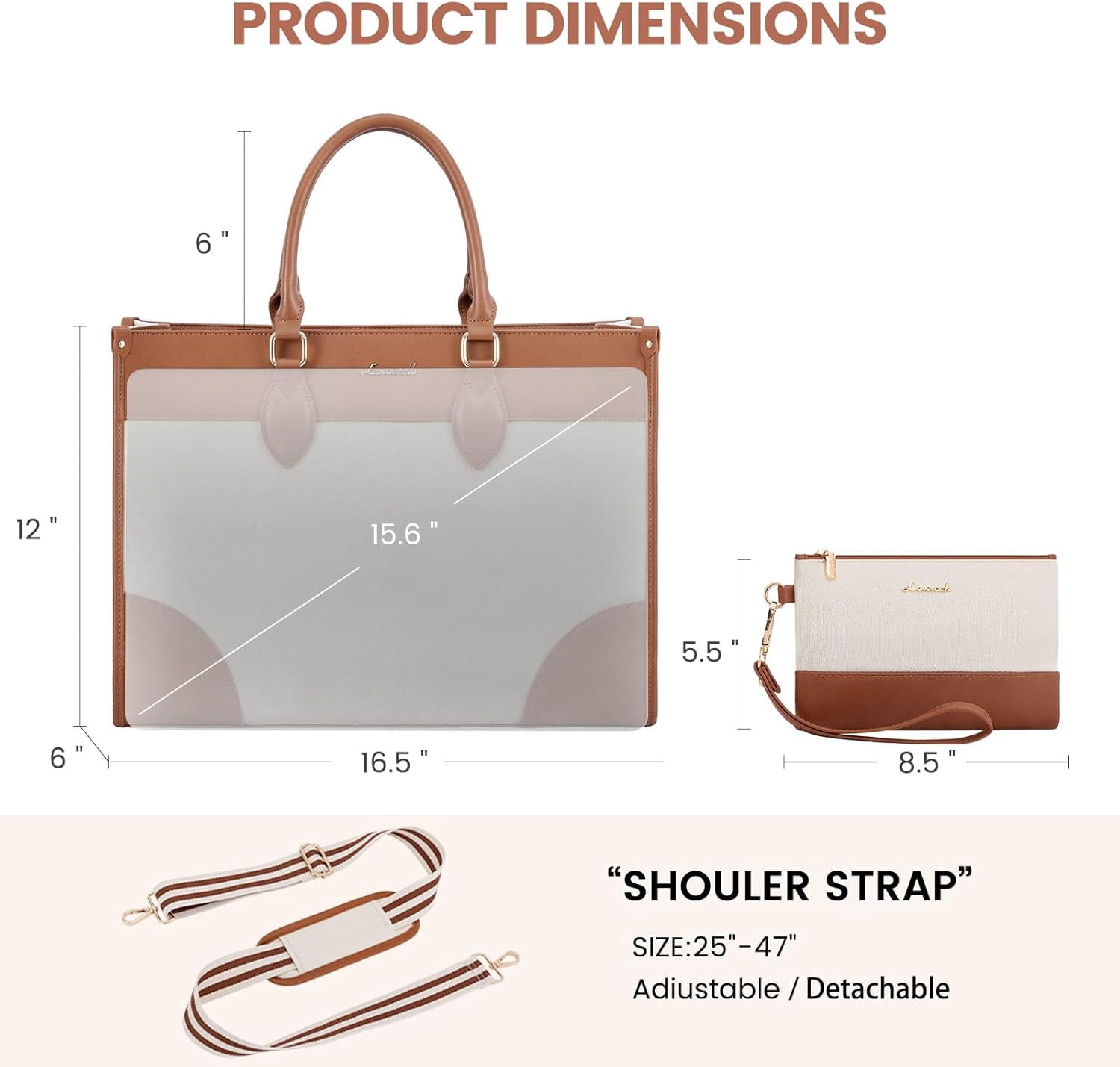 LOVEVOOK Laptop Bag for Women 15.6 lnch,Waterproof Laptops Tote Bags for Womens,Professional Work Bags for Women with Cup Holder,Large Laptop Purse Computer Briefcase Office Teacher Clutch Bag,2 PCS