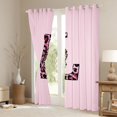 thumbnail image 3 of Erosebridal Black Pink Leopard Print Bow Knot Girl Blackout Curtains Set of 2 (52x84 Each),Personalized Initial L Window Curtains For Teens, 3 of 6