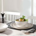thumbnail image 4 of Ceramic cereal bowl, embossed soup bowl set, white salad bowl – suitable for use in the kitchen, for dinners, breakfasts, oatmeal, rice, pasta. Dishwasher-safe, microwave-safe., 4 of 8