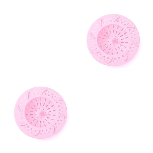 Monstrate Colador antiobstrucción para fregadero, tamiz de silicona, desagüe para ducha de baño, cubierta para desagües, filtro de pelo de Rosado 2piezas