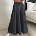 thumbnail image 4 of Loopsun Womens Summer Skirts, Women's Summer Fashion Solid Color Drawstring Pocket Elastic Waist Skirt Black M, 4 of 5