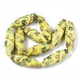 thumbnail image 2 of 1Strand Handmade Gold Sand Lampwork Beads Strands Bumpy Rice with Flower Pattern Yellow, 2 of 2