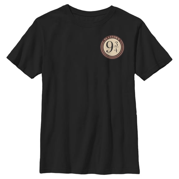 Boy's Harry Potter Platform 9 3/4 Logo Badge Graphic Tee Black Medium