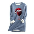 thumbnail image 1 of WEAIXIMIUNG Chandails en Molleton à Col Rond pour Femmes Vintage Mode Décontractée Noël Verre Manches Longues Long Chandail 3, 1 of 2