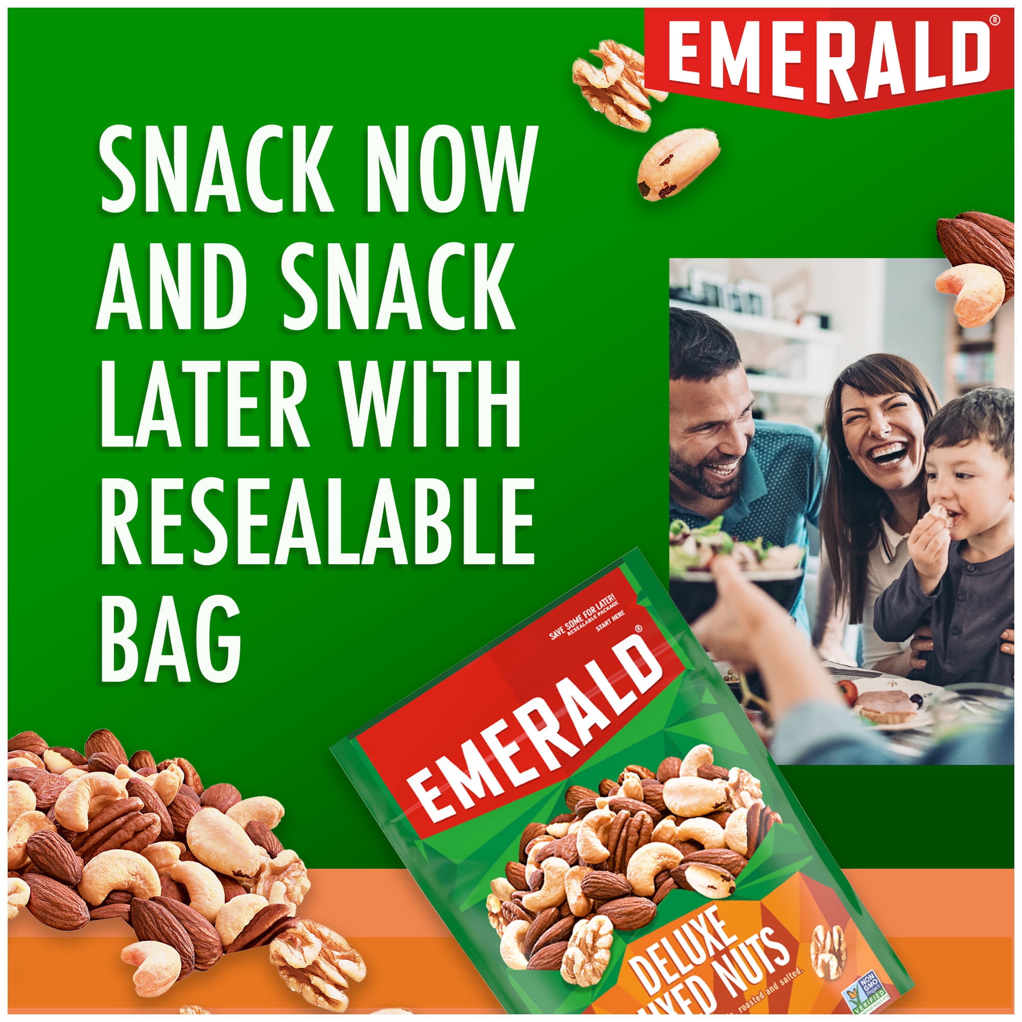 Emerald Nuts, Deluxe Mixed Nuts, 5 oz, Resealable Bag (Pack