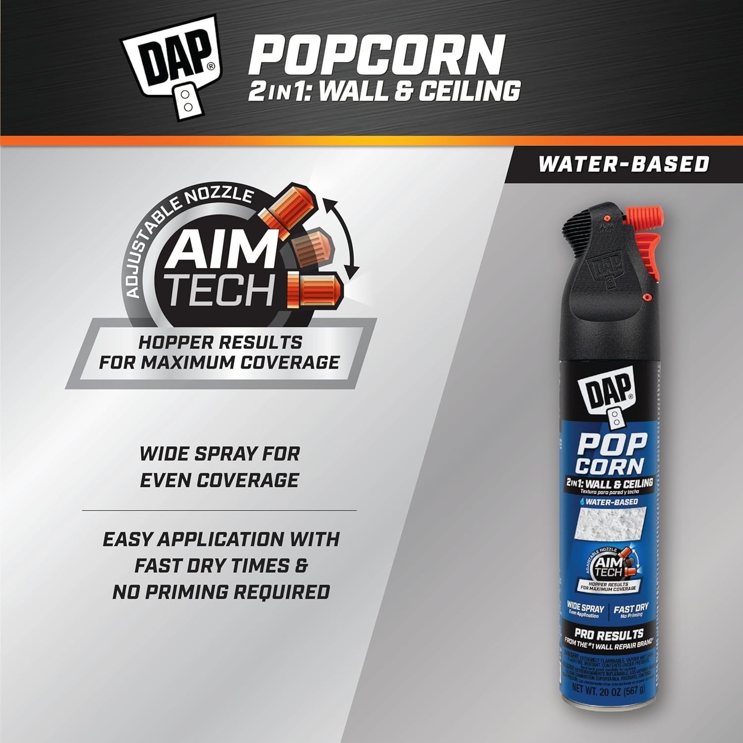 DAP 7079850025 Popcorn Water Based 2in1 Wall & Ceiling