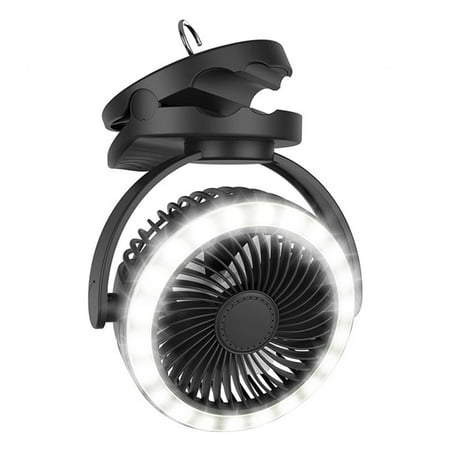 

OOKWE Camping Fan with LED Light Rechargeable Tent Fan with Hanging Hook Portable Clip On Fan Ceiling Fan for Tent Golf Cart RV Stroller Bed
